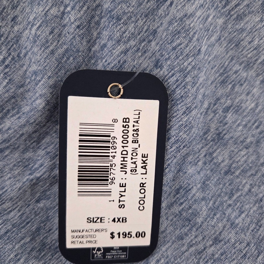 Johnnie-O Performance Hoodie Mens 4XB Blue Slaton 1/4 Zip UPF 50 JMHD10005B NEW - Picture 5 of 6